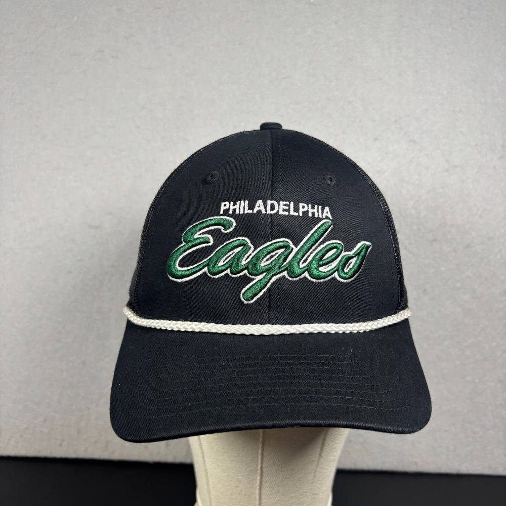Philadelphia Eagles Snapback Hat Black Mesh Trucker Rope Cap OSFM NFL Apparel